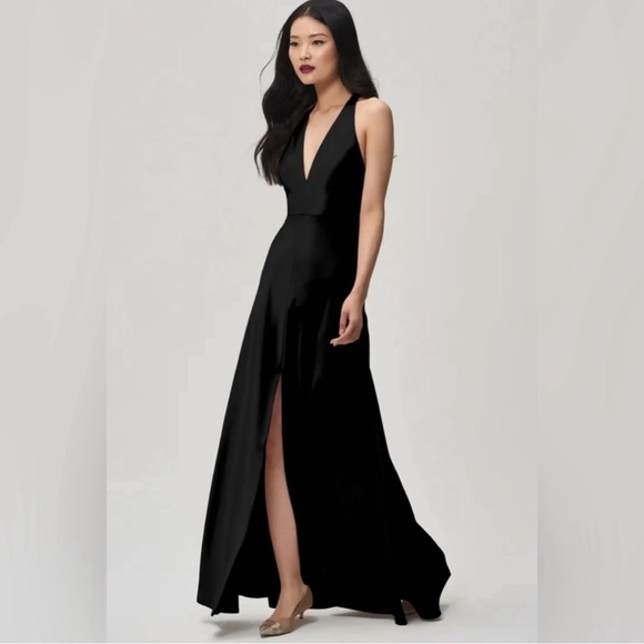 Jenny Yoo Dresses & Skirts - Jenny Yoo Collection Corinne Gown Dress Satin Halter Bridesmaid Wedding Black 10